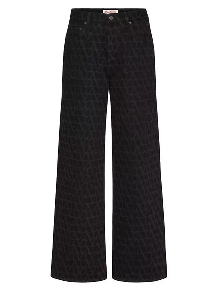 Джинсовые брюки с принтом Toile Iconographe Valentino Garavani, черный