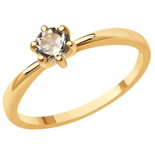 Кольцо Diamant, красное золото, 585 проба, морганит, размер 17, коричневый