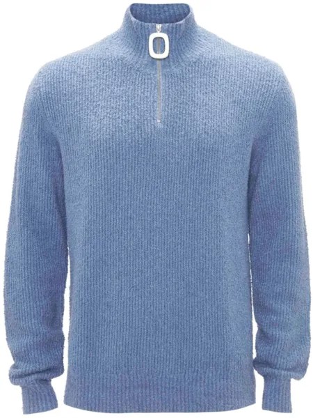 JW Anderson джемпер из ткани букле с воротником на молнии, синий