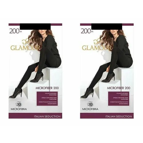 Колготки Glamour, 200 den, 2 шт., размер 2, черный