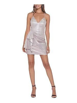 BLONDIE NITES Женское мини-платье-футляр металлизированного цвета на бретельках с V-образным вырезом