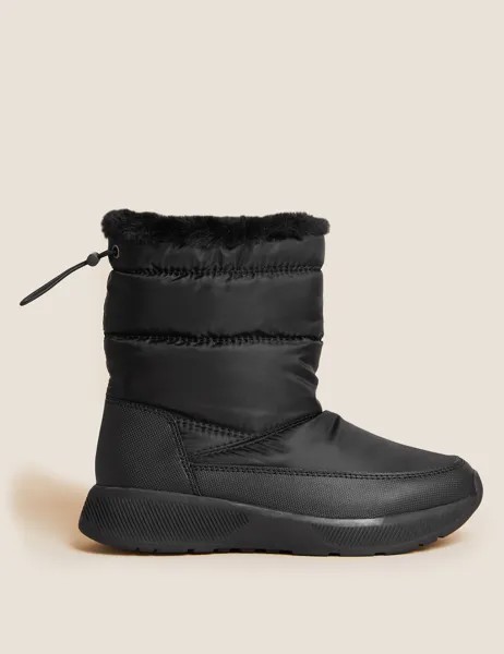 Стеганые прогулочные ботинки на плоской платформе Marks & Spencer, черный