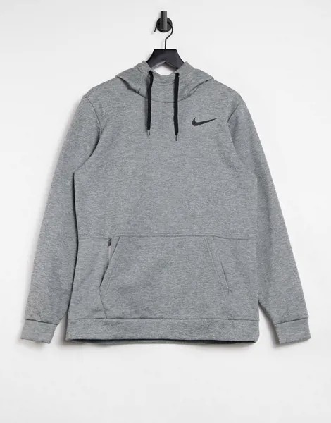 Худи серого цвета без застежки Nike Training Therma-Серый
