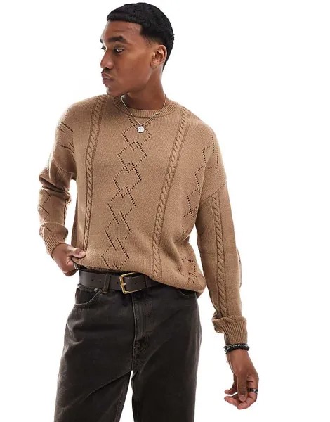 ASOS DESIGN – коричневый свитер объемной вязки свободного кроя