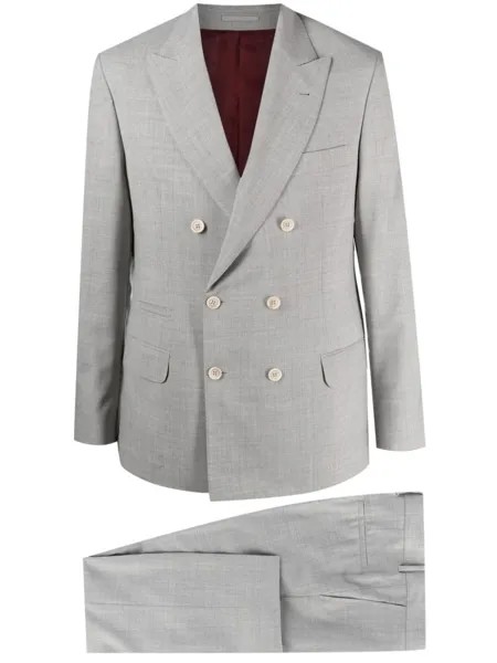 Brunello Cucinelli костюм-двойка с двубортным пиджаком, серый