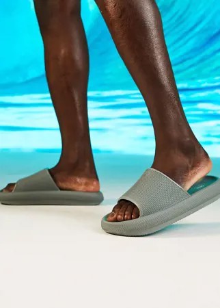 Голубые фактурные шлепанцы ASOS DESIGN-Голубой