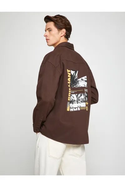 Базовая куртка-рубашка с карманами с принтом и застежками-кнопками Koton, коричневый
