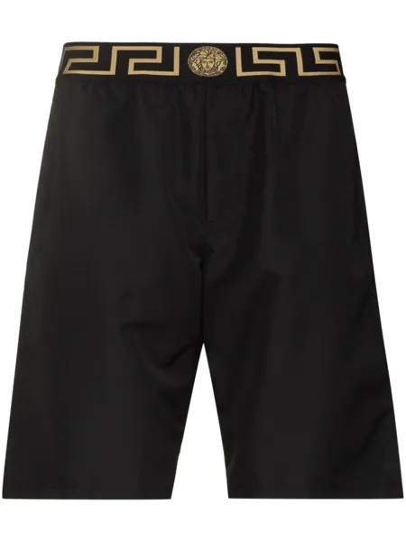 Versace плавки-шорты с узором Greca Key, черный