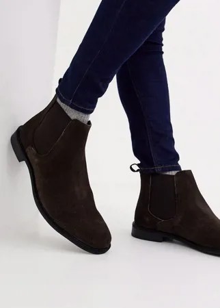 Коричневые замшевые ботинки челси на черной подошве ASOS DESIGN-Коричневый цвет