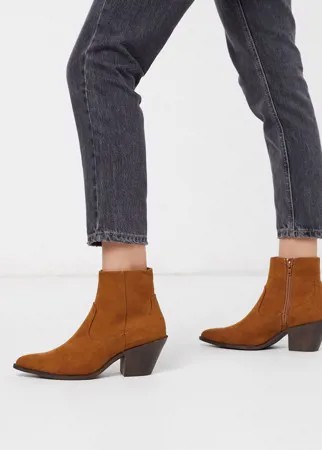 Светло-коричневые ботинки на каблуке в стиле вестерн New Look-Светло-коричневый
