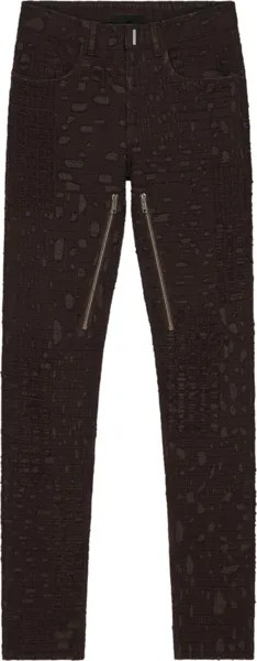 Брюки Givenchy Slim Fit Denim Trousers With Zips 'Dark Brown', коричневый