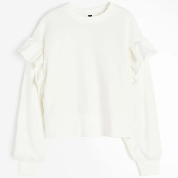 Свитшот H&M Oversized Ruffle-trimmed, кремовый