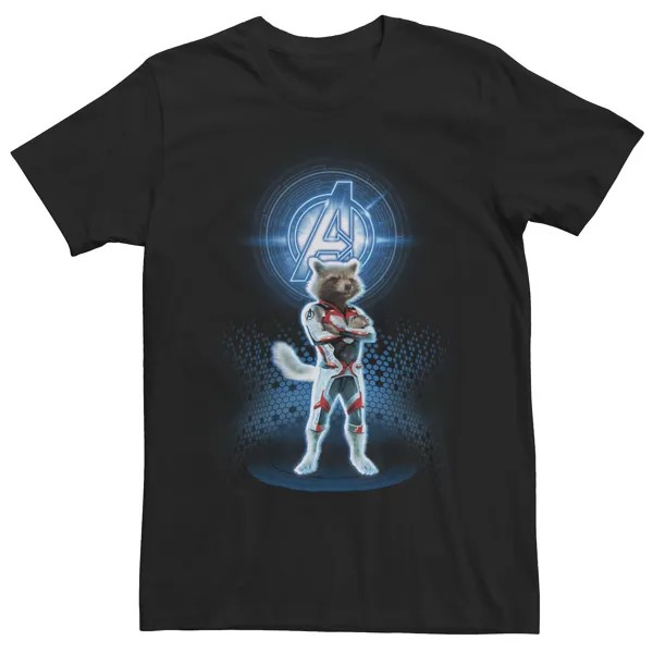 Мужская футболка с логотипом «Мстители: эндшпиль» «Ракетный квантовый костюм» и портретной графикой Marvel
