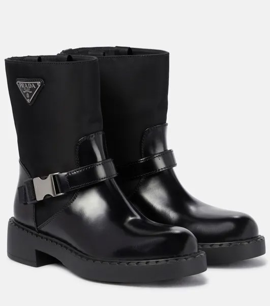 Ботильоны из ре-нейлона и кожи Prada, черный