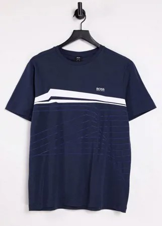 Футболка темно-синего цвета BOSS Athleisure Tee 8-Темно-синий