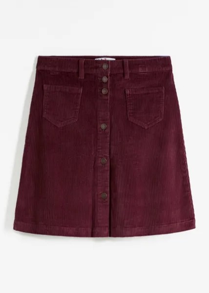Юбка из эластичного вельвета с планкой на пуговицах John Baner Jeanswear, красный