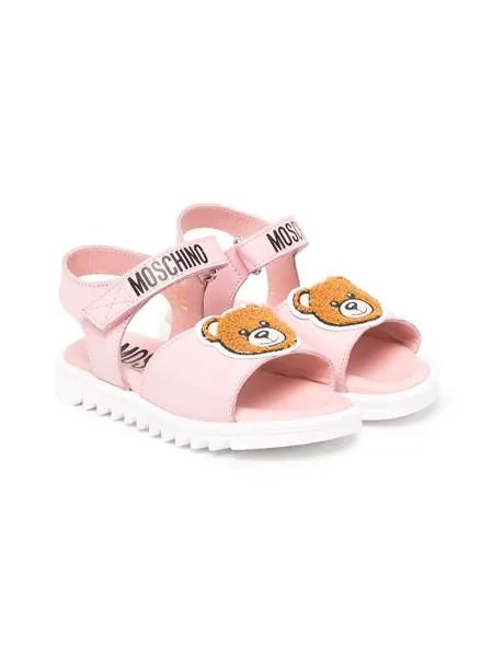 Moschino Kids teddy-patch leather sandals