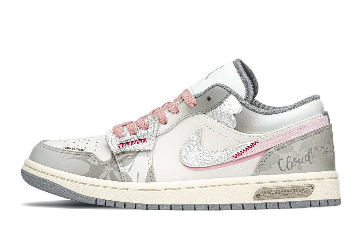 Кроссовки Air Jordan 1 Vintage Basketball Shoes Women's Low-top Gray/Pink, серый/розовый