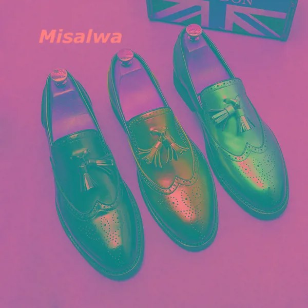 Misalwa, Прямая поставка, мужские официальные туфли, фиолетовые Мужские строгие Мокасины, Клубные свадебные мужские повседневные строгие туфли с кисточками