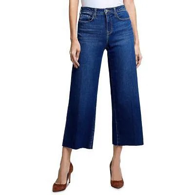 LAgence Женские синие джинсы Danica с потертым краем и высокой посадкой, широкие брюки 28 BHFO 8391