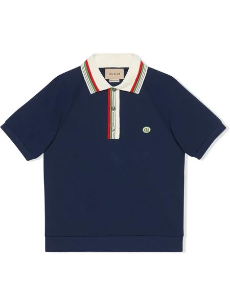 Gucci Kids рубашка поло с логотипом Double G