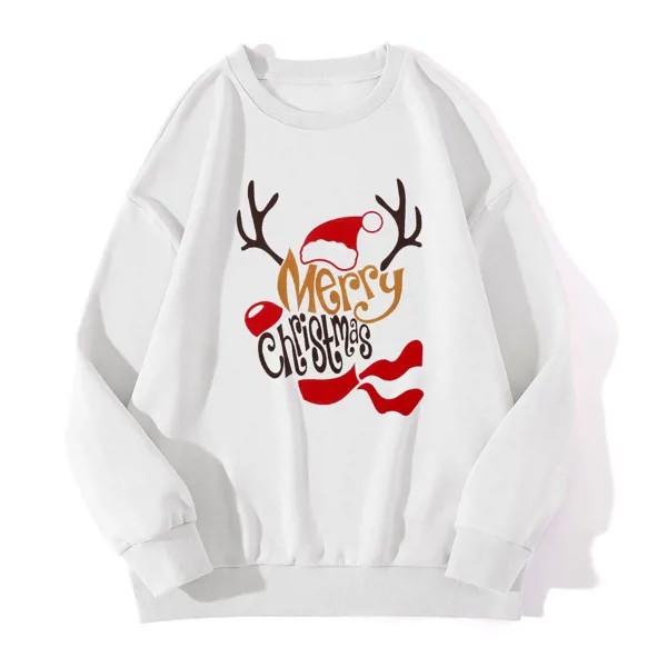 Рождественский термальный пуловер с принтом шапки и слогана размера плюс