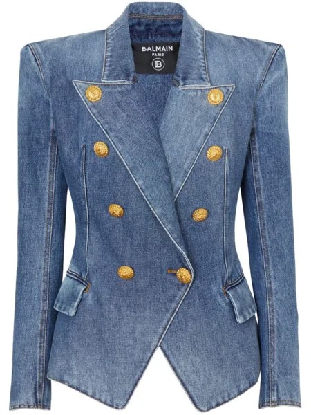 Balmain двубортная джинсовая куртка, синий