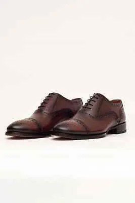 Мужские каштановые оксфорды Ariston кожаные модельные туфли на шнуровке