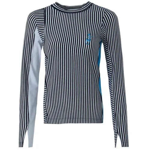 Хлопковый лонгслив JW Anderson JO0068 xs белый+тем.синий+голубой