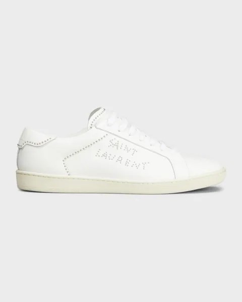 Мужские кожаные низкие кеды с заклепками с логотипом Saint Laurent