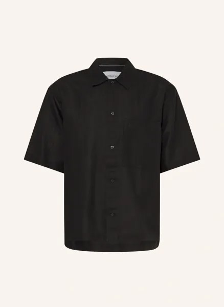 Рубашка свободного кроя с короткими рукавами и льном Calvin Klein Jeans, черный