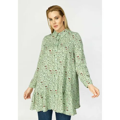 Блуза  Frida, повседневный стиль, длинный рукав, размер 46/48, зеленый
