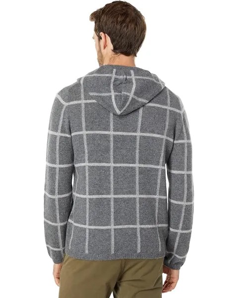 Свитер Vince Plush Plaid Pullover Hoodie, цвет Medium Heather Grey/Heather Grey