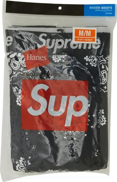 Боксеры Supreme x Hanes Bandana Boxer Briefs (2 Pack) 'Black', черный