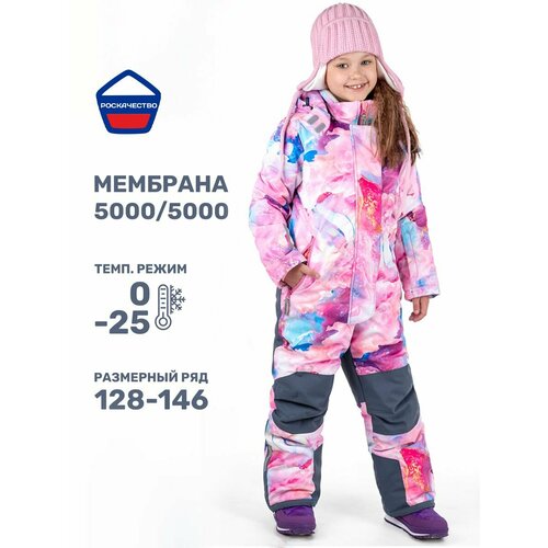 Комбинезон NIKASTYLE 8з1024, размер 128-64, розовый/серый