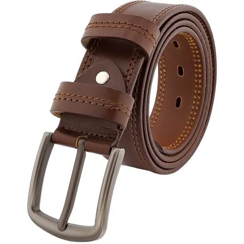 Ремень PREMIUM BELT, натуральная кожа, металл, подарочная упаковка, для мужчин, длина 140 см., коричневый