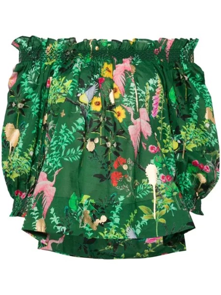 Cynthia Rowley блузка со сборками, зеленый