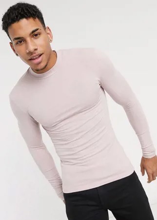 Пыльно-розовый облегающий лонгслив с высоким воротником ASOS DESIGN-Фиолетовый цвет