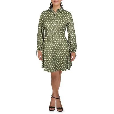 Женское зеленое хлопковое платье-рубашка с принтом Polo Ralph Lauren 14 BHFO 1209