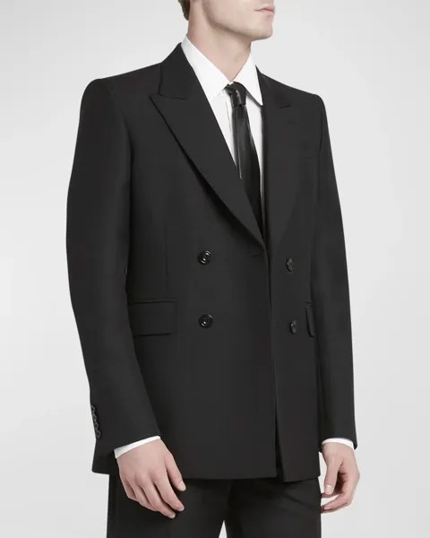 Мужская шерстяная двубортная спортивная куртка Alexander McQueen, цвет Black