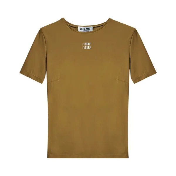 Футболка Miu Miu T-Shirt, цвет Oliva