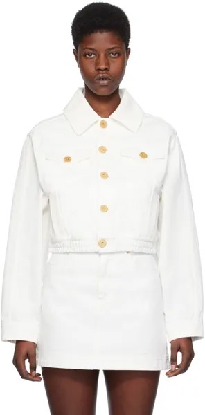 Белая укороченная джинсовая куртка Balmain