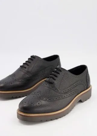 Черные кожаные броги на шнуровке с массивной подошвой Ben Sherman-Черный цвет