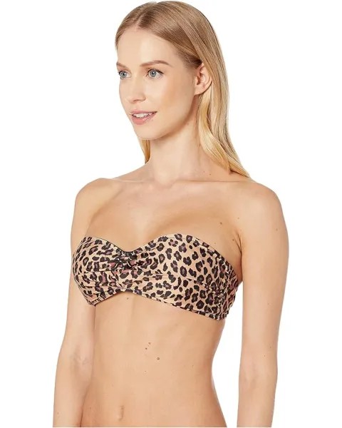 Топ бикини Jonathan Simkhai Leopard Print Front Twist Bikini Top, цвет Leopard Print