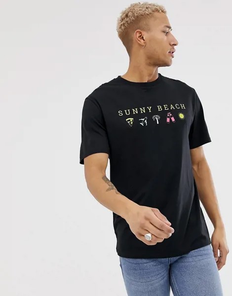 Oversize-футболка Urban Threads - sunny beach-Розовый