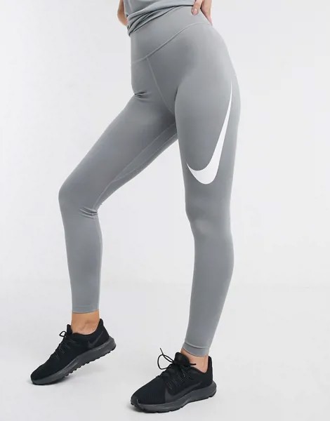 Серые леггинсы до щиколотки с логотипом Nike Running-Серый