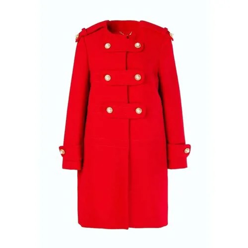 Пальто  MOSCHINO, шерсть, средней длины, размер 42, красный