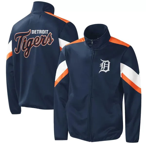 Мужская спортивная куртка Carl Banks темно-синего цвета с молнией во всю длину Detroit Tigers Earned Run G-III