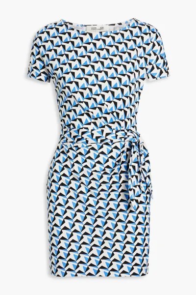 Платье мини из шелка и хлопкового джерси с принтом Joseph DIANE VON FURSTENBERG, синий