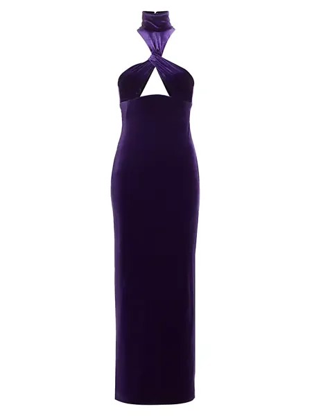 Бархатное платье Cleveland с вырезами Galvan, фиолетовый